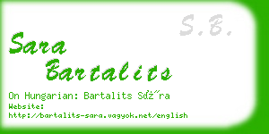 sara bartalits business card